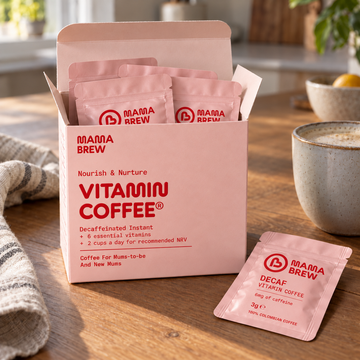 Mama Brew Decaf coffee for pregnancy and breastfeeding, under 6mg caffeine
