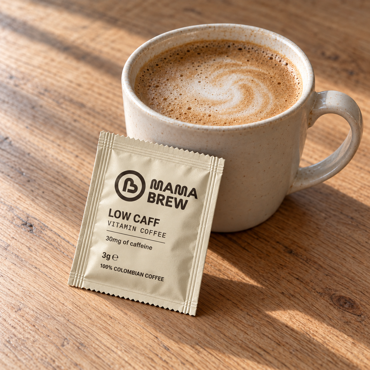 Mama Brew Low Caff coffee for pregnancy and breastfeeding, 30mg caffeine