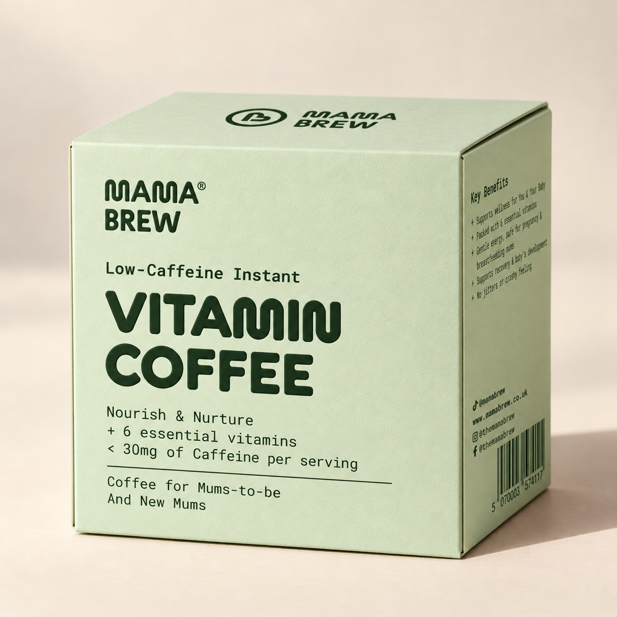 Mama Brew Low Caff coffee for pregnancy and breastfeeding, 30mg caffeine